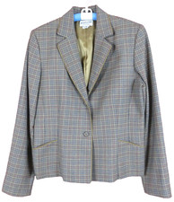 CJ0774 PENDLETON Women's Virgin Wool Blazer Jacket Notched Collar Plaid Size 16
