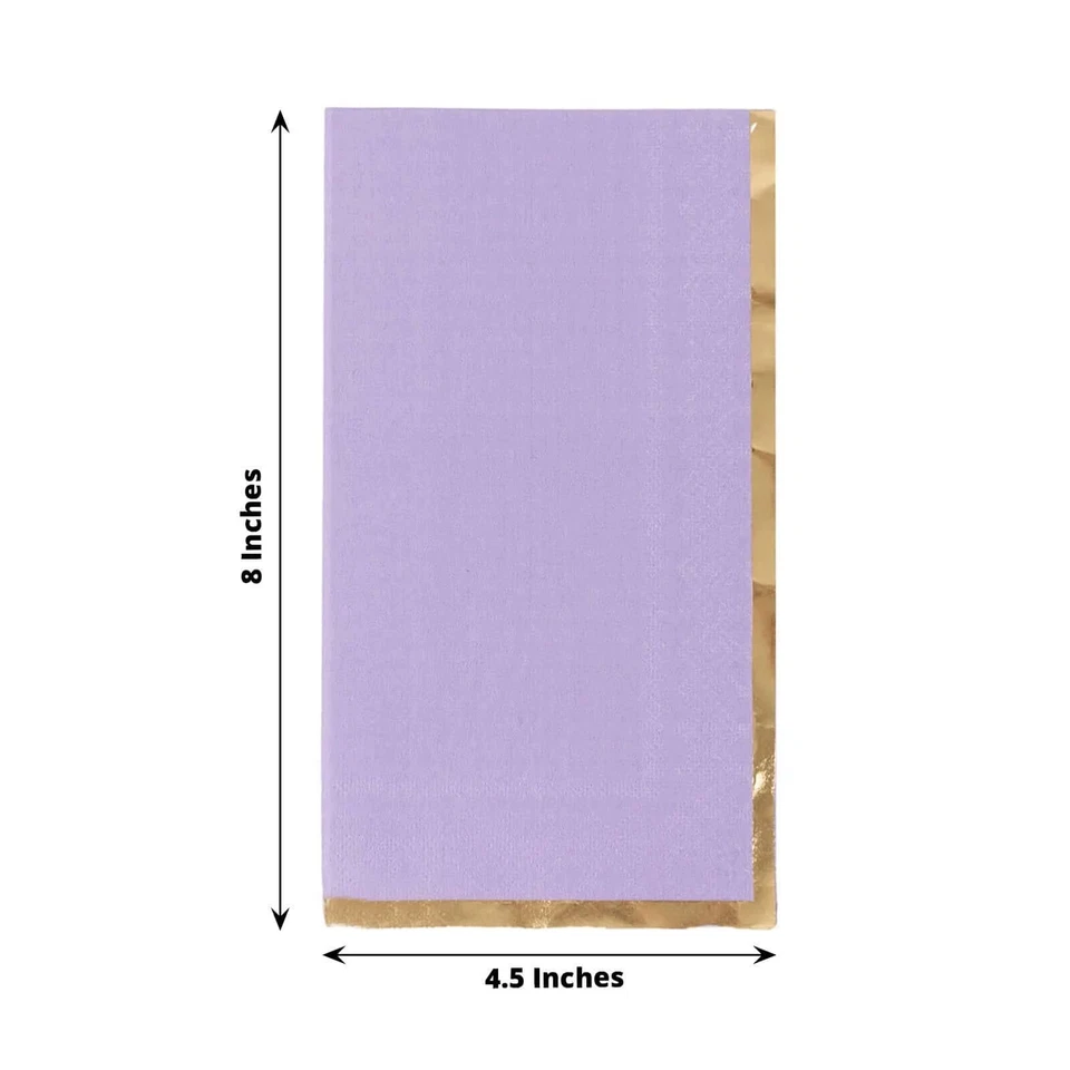 LAVANDA 50 SERVILLETAS suaves de papel de cena de 2 capas borde de papel de aluminio decoración de fiestas eventos Foto 3 de 4