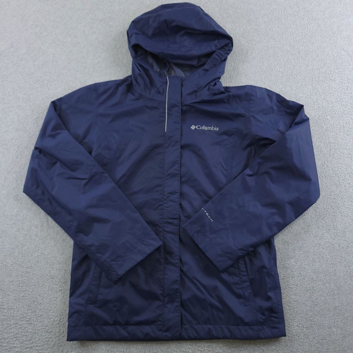 Columbia Jacket Girls Medium Blue Omni Tech Arcadia Waterproof Hooded Rain Coat