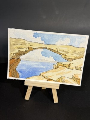 Art / Painting / Original - Watercolor, ink Painting signed 4 x 6