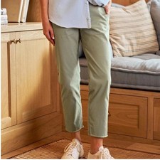 Frank  Eileen Wicklow Italian Cotton Chino Pants Olive Green Raw Hem Size 2