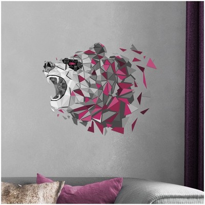Wandtattoo Polygon Bär Pink Wandschmuck 73x60cm Tiere Deko Wandsticker W011-03