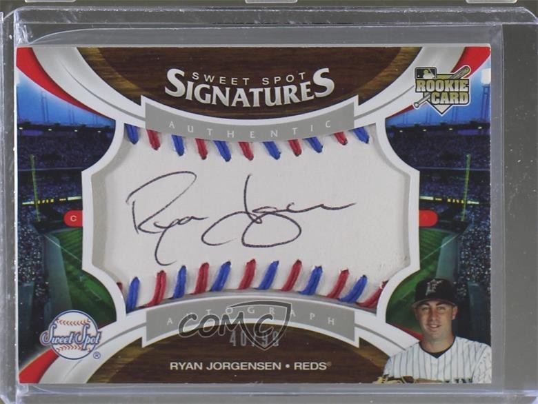 2006 Sweet Spot Red & Blue Stitch 40/99 Ryan Jorgensen #180 Rookie Auto RC 1u6