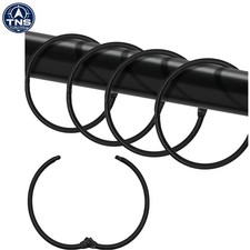 24 Pcs Black Rustproof Shower Curtain Hooks - Smooth Gliding, Heavy-Duty