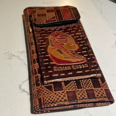 Handcrafted Leather Wallet With Embossed Design. Nubian Queen