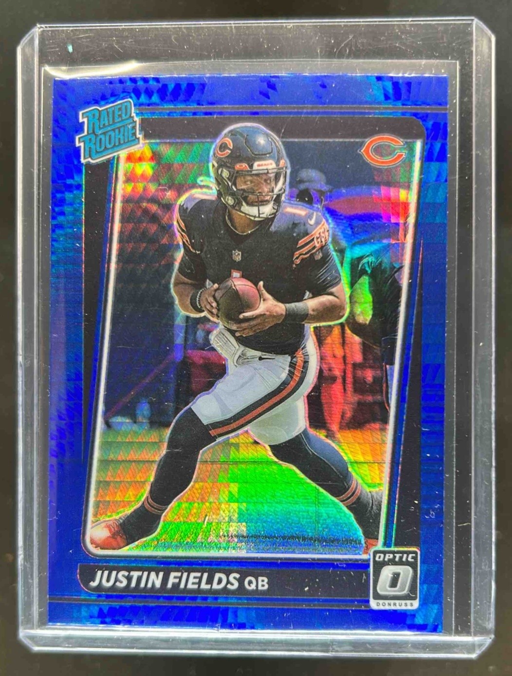 2021 Donruss Optic Justin Fields Blue Hyper Rated Rookie #204 Bears