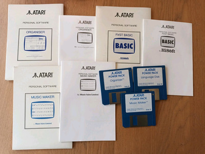 Atari ST Power Pack Organizer First Basic Music Maker Disk Handbücher Brieftaschen