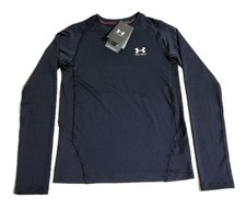 Under Armour Heatgear Long-Sleeve Black Jersey T-Shirt Youth Boys Size YL New
