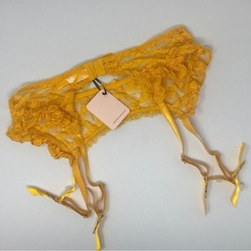 Agent Provocateur Anna Yellow Frilly Suspender AP3 Medium NEW