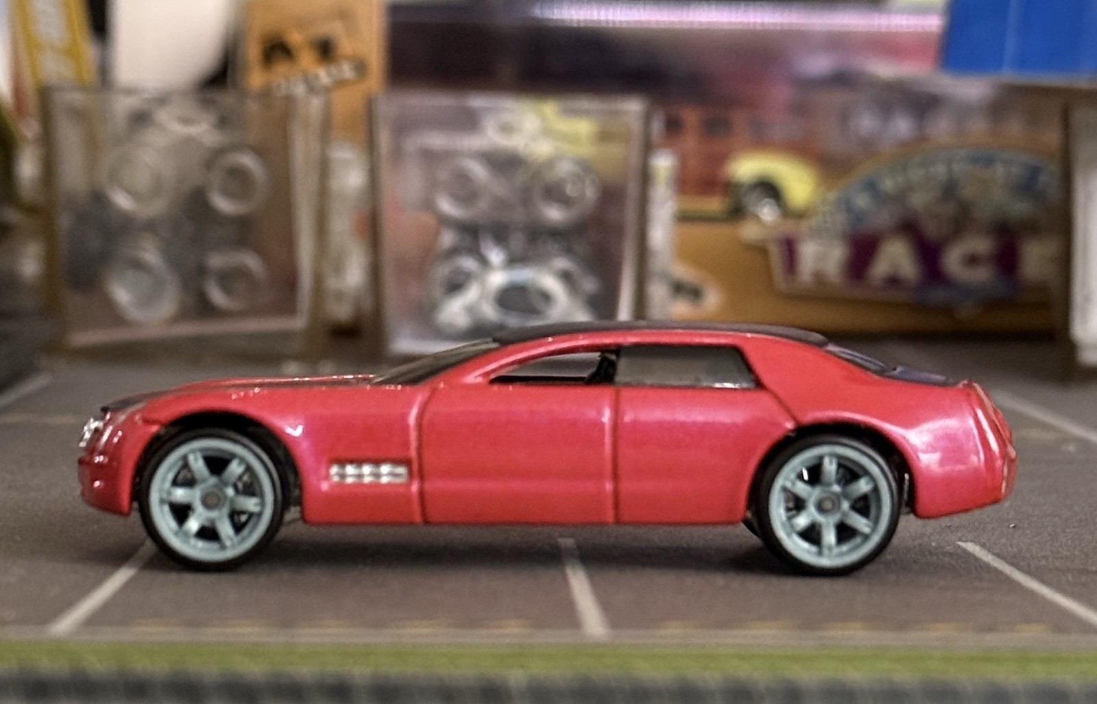 2007 Hot Wheels Treasure Hunt Cadillac V16 Pink #11/12 • LOOSE CUSTOM WHEEL SWAP