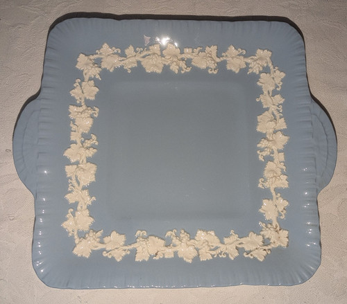 Vtg WEDGEWOOD Embossed Queens Ware ETRURIA & BARLASTON Sky Blue & White