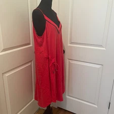 Free People Coral V Neck Tie Side Slip Dress M