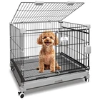 Homey Pet 30 Inch Black Metal Wire Small Dog Crate Cage with Floor Grid & Tray