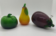 Hand Blown Art Glass Fruit/Vegetables Murano Style Style Set of 3