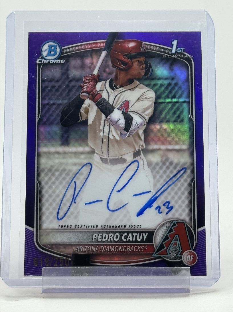 PEDRO CATUY 2025 BOWMAN CHROME 1ST PURPLE REFRACTOR A AUTO /250 Q4586