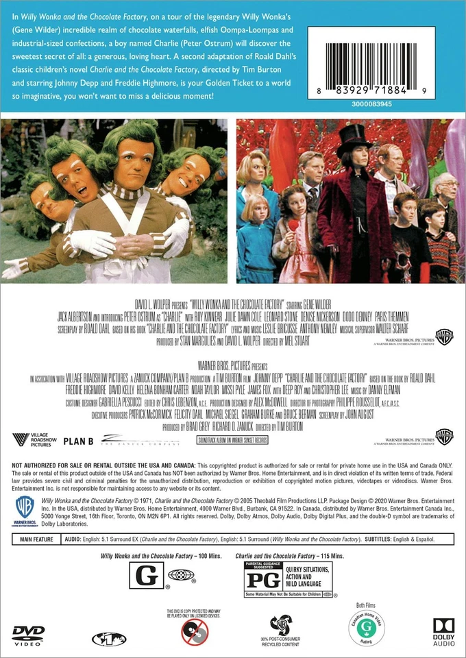 Willy Wonka and the Chocolate Factory / Charlie and the Chocolate Factory DVD - Image 4 of 4