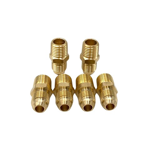 6 Pack Brass 5/16" Flare x 1/4" NPT Male Half Union Tube Fitting Adapter