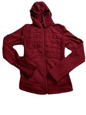 Tek Gear Hooded Jacket Women  s Full Zip Thumb Holes Medium Red