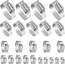 24PCS Adjustable Stainless Steel Hose Clamps for Home, Garden, and Auto Use