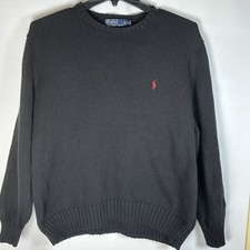 VTG Y2K Polo Ralph Lauren Sweater Men  s Size 2XL Cotton Crewneck Black Red Pony