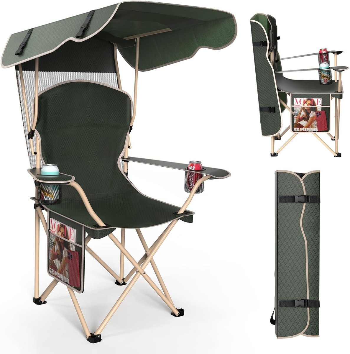 Portable Camping Chair with Canopy Folding Chair with Canopy, Durable 600D