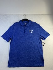 Kansas City Royals MEN COLLARED POLO L Majestic Cool Base Heather Royal Blue New