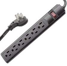 Steren 905-132 6 Outlet Surge Protector Power Strip 3ft Cord Right Angle Plug   