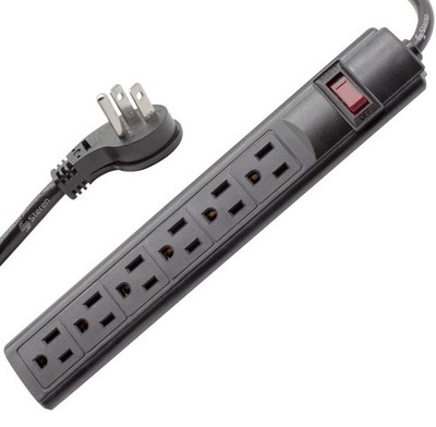 Steren 905-132 6 Outlet Surge Protector Power Strip 3ft Cord Right Angle Plug  