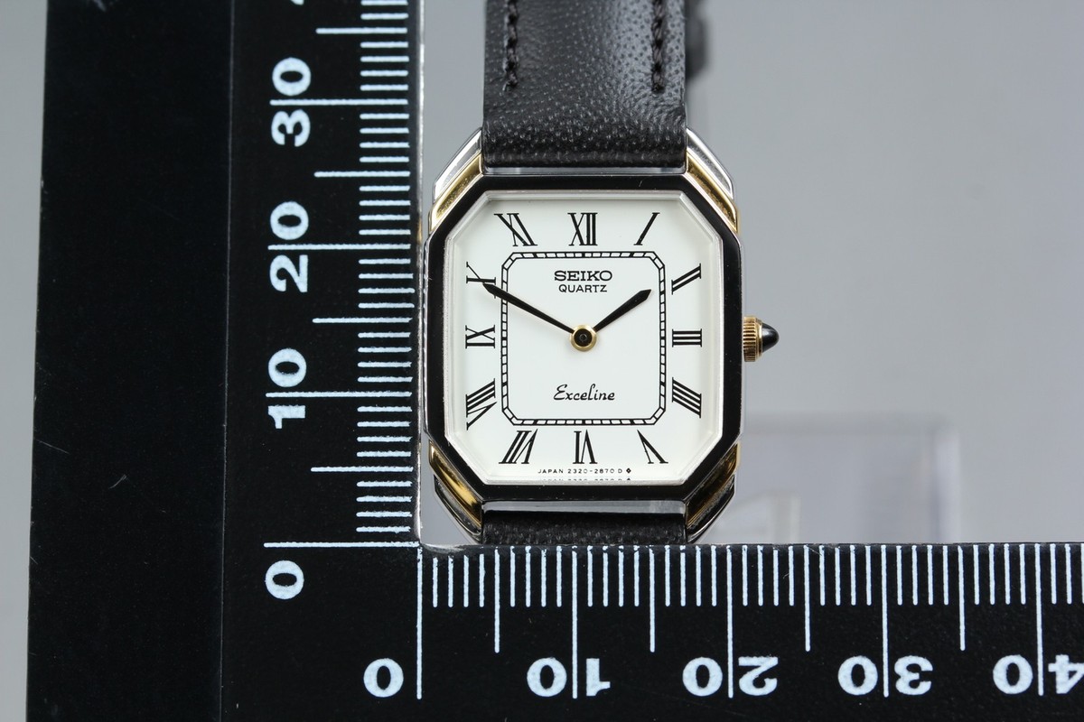 Vtg 1981 Seiko Exceline 2320-6440 Tank Two-Tone Roman Quartz