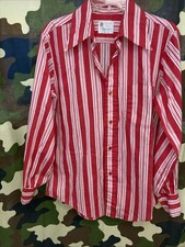 Vintage 70s Big Collar Disco Rockabilly Red Stripe Unionmade Shirt Medium USA