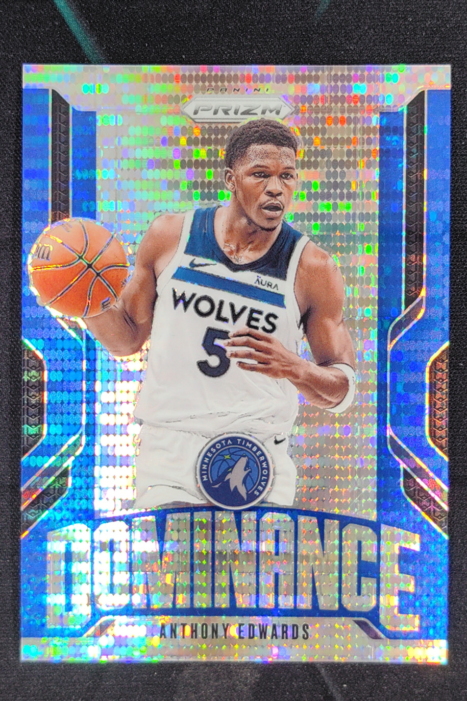 2024-25 Panini Prizm Anthony Edwards Dominance Prizms Blue Pulsar /99 #9