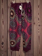 Bohemian Mandala Print Drawstring Pants With Elastic Waist Pink one size