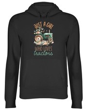 Just a Girl Who Loves Tractors Hoodie Mens Womens Hooded Top