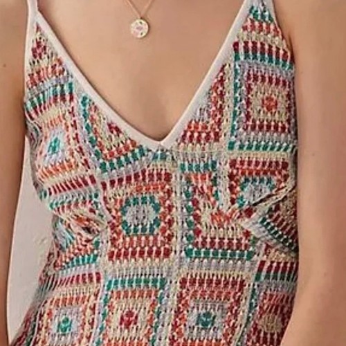 Cecilia Prado Anthropologie Crochet Knit Cottage Boho Colorful Maxi Dress Medium - Picture 4 of 14