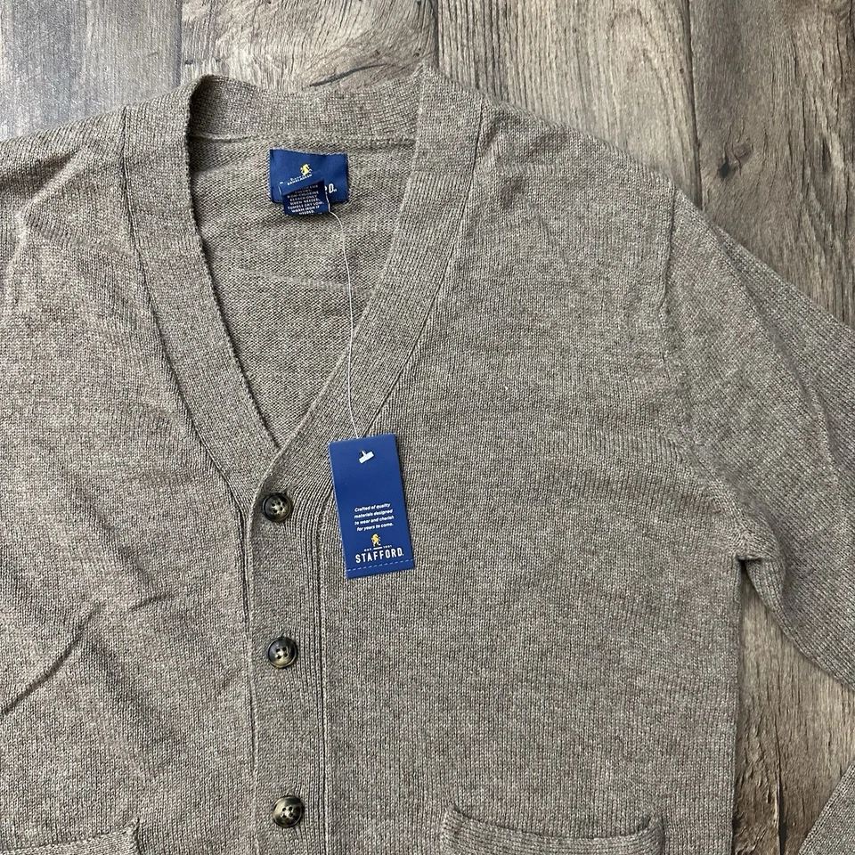 Cárdigan suéter Stafford mezcla de lana botón frontal tacto suave para hombre talla M tostado Foto 2 de 4