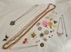 Lot Of 28 Pieces Vintage Costume Jewelry Pins And Necklaces