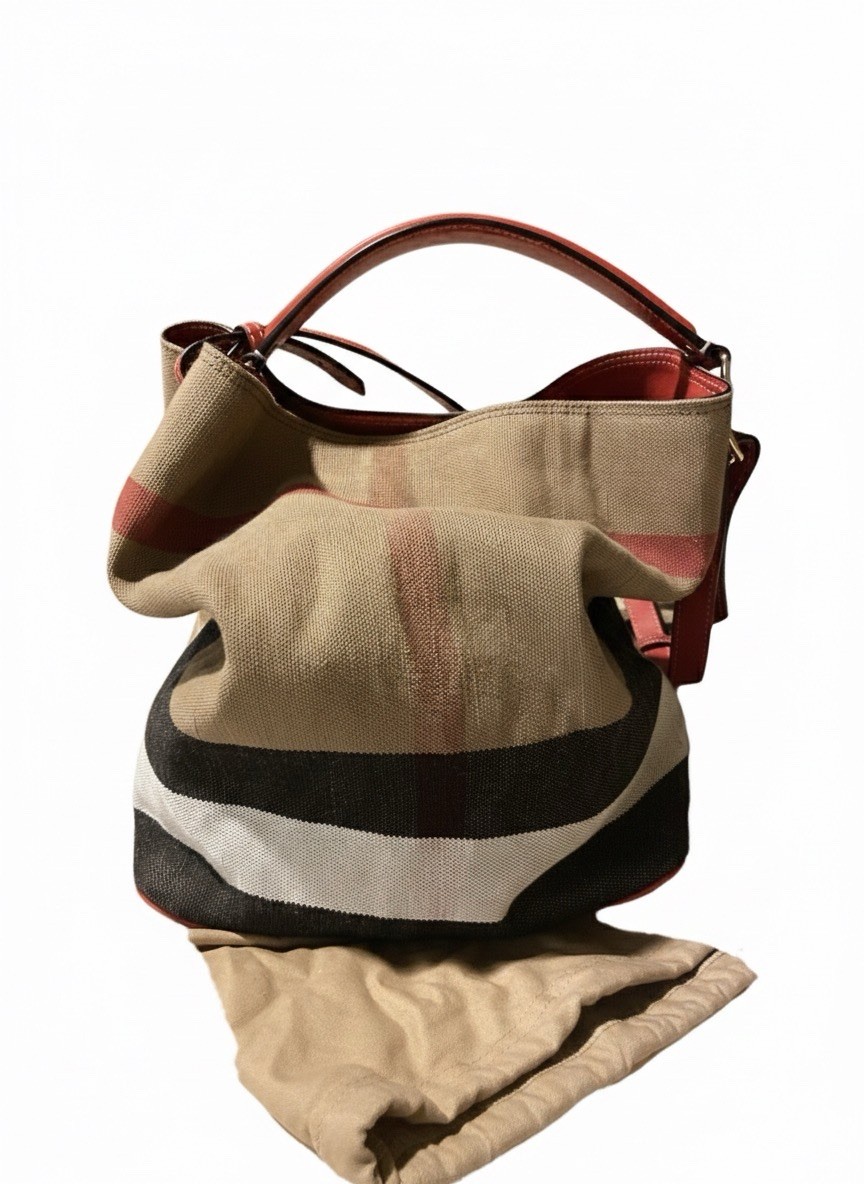 BURBERRY Bucket Bags Nova Check Hobo Carried only once | eBay