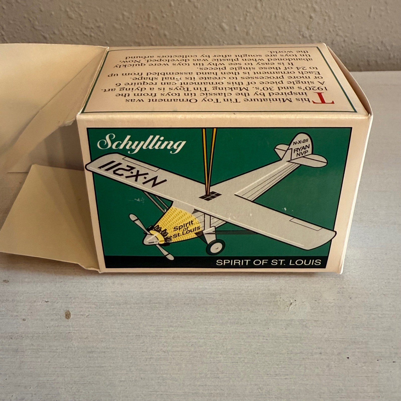 Schylling Spirit of St Louis Tin Toy Airplane Ornament Original Box