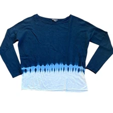 Vince Tie Dye Ombre Sweeter Women’s M Navy Blue White Long Sleeve Cotton