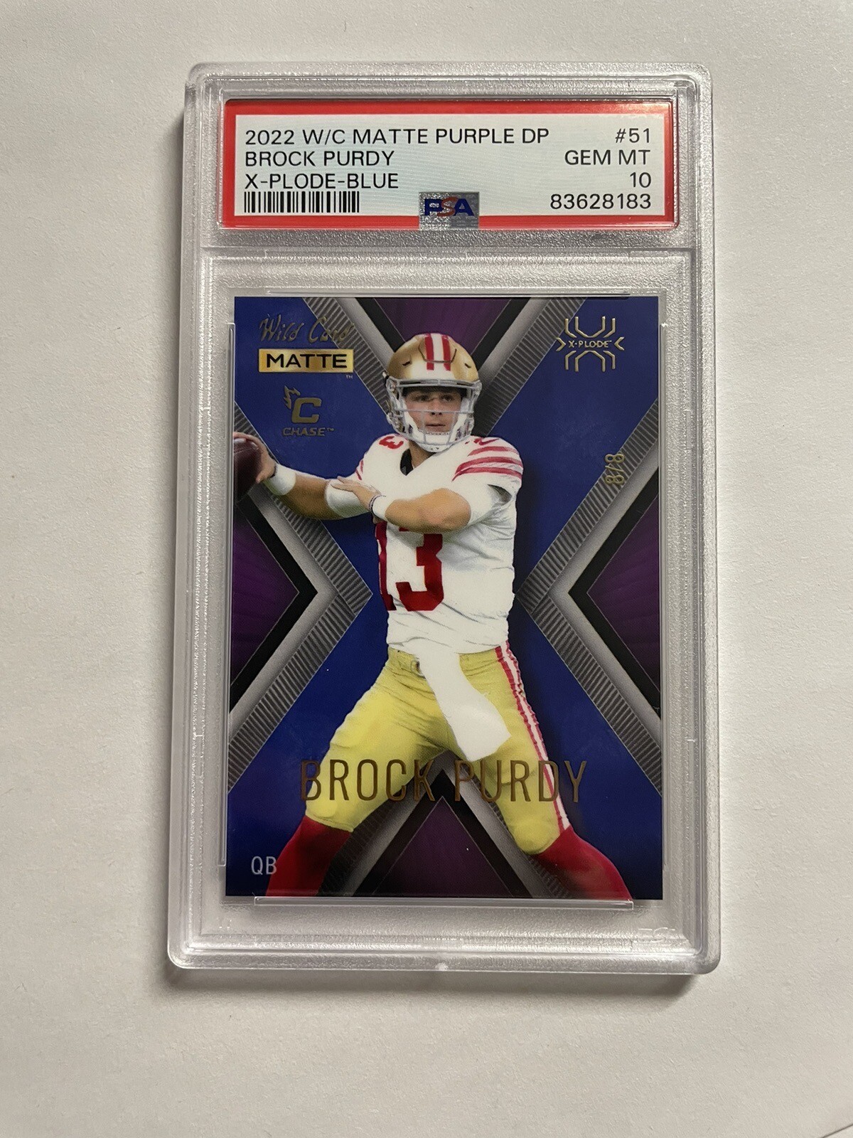 Brock Purdy Wild Card Matte Purple Draft Pick X-Plode #51 Blue