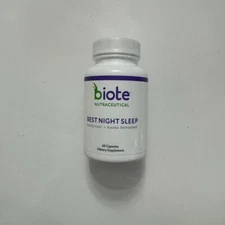 Biote Nutraceutical Best Night Sleep Restfulness+Awake Refreshed 60CAPS Exp08/25