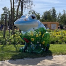 RIESEN XXL FROSCH KUNSTBEMALUNG SOMMERWIESE Garten Deko Tier Figur KR&Ouml;TE TEICH