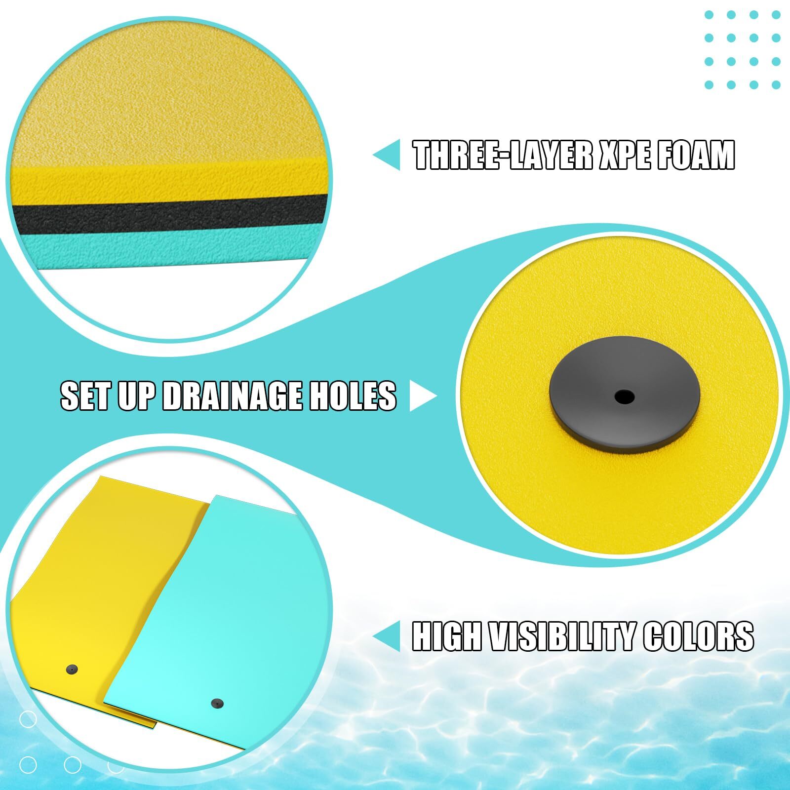 Lily Pad Floating Mat, 6 x 3FT Floating Water Mat for The Lake,3 Layers