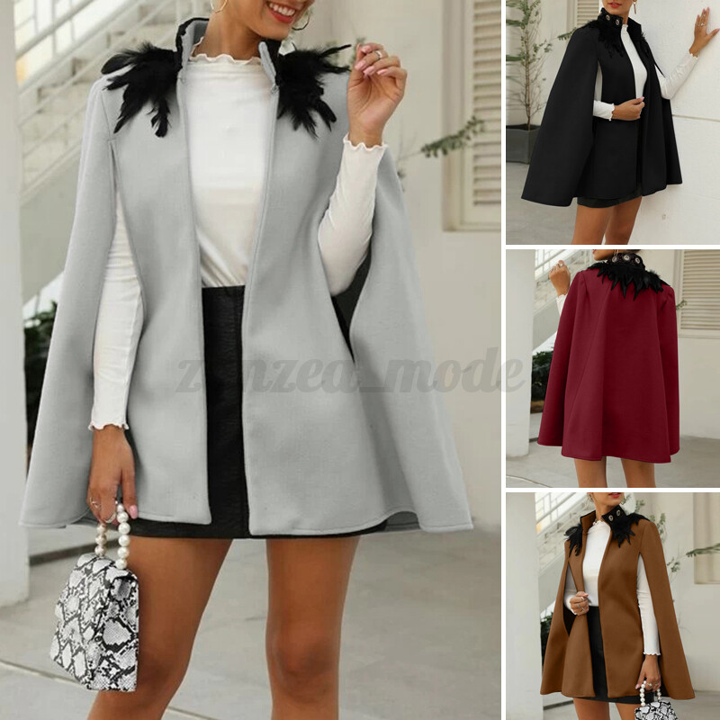 Womens Winter Jacket Coats Cape Poncho 