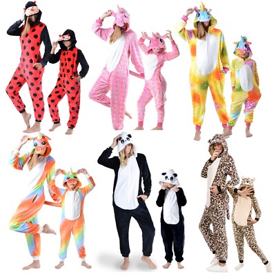 Unisex Adult Animal Onesiee Pajamas Halloween Costume Panda Ladybug Unicorn