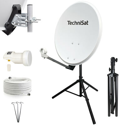 Camping SAT Anlage   TechniSat 60cm Schüssel + Opticum Single LNB + Stativ Alu h