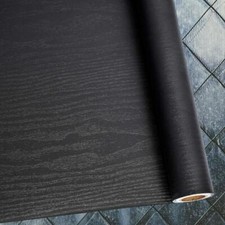 Black Wood Grain Contact Paper Peel Stick Self Adhesive Wallpaper Vinyl Wrap New