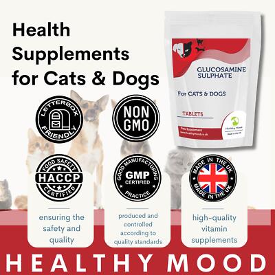 Glucosaminsulfat für Haustiere 120 Tabletten �� Gelenkunterstützung Nahrungsergänzung für Katzen & 
