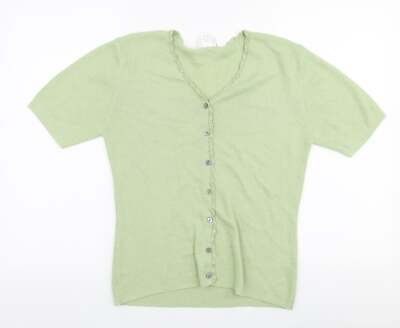 OPUS Damen Pullover grün V-Ausschnitt Acrylmischung Größe S