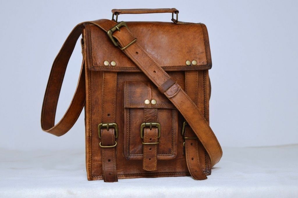 Handmade Vintage Leather Messenger Bag for Men - Laptop Briefcase Satchel
